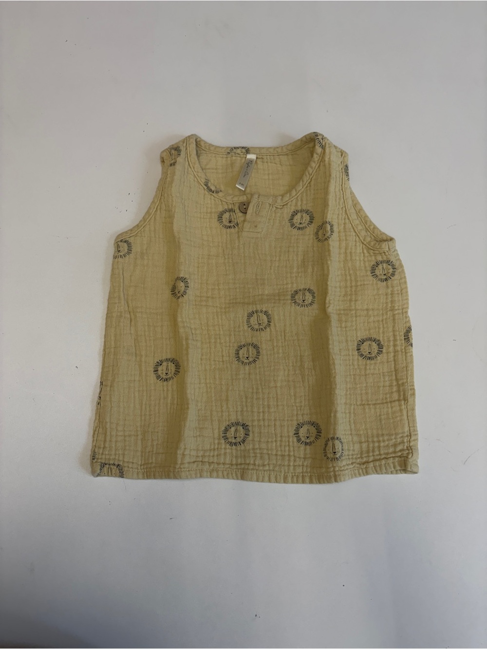 Rylee + Cru Soft Yellow Tank with Lion Print